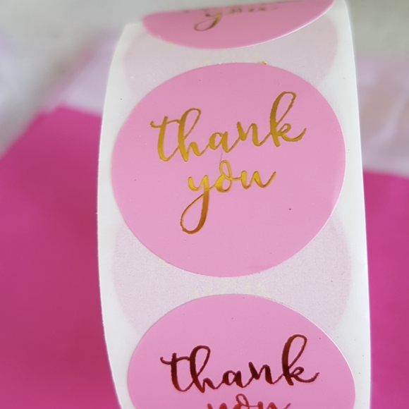 500 pcs Pink Gold Thank You Sticker 1" - Picture 4 of 7